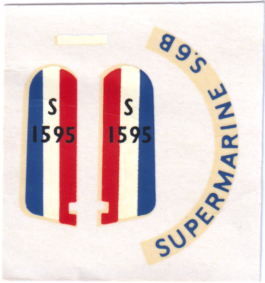 FROG F164F Supermarine S6b, Rovex Industries, 1970 decal sheet